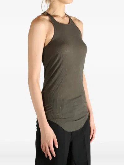 Rick Owens Ribbed Racer-back Top In Green