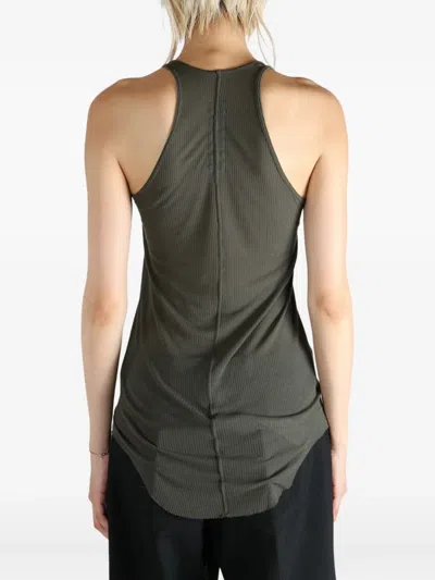 Rick Owens Ribbed Racer-back Top In Green