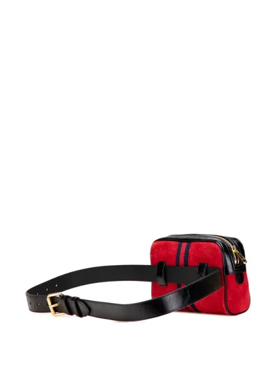 Pre-owned Gucci 2016-2025 Small Suede Ophidia Belt Bag In Black