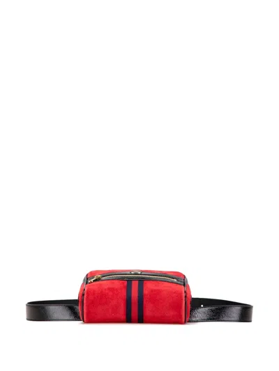 Pre-owned Gucci 2016-2025 Small Suede Ophidia Belt Bag In Black