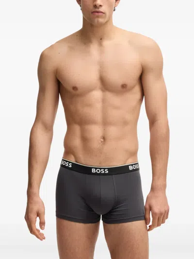 Hugo Boss Logo-waistband Briefs (pack Of Three) In Gray