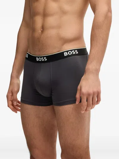 Hugo Boss Logo-waistband Briefs (pack Of Three) In Gray