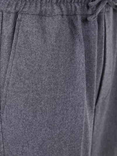 Drôle De Monsieur "le Pantalon Élastiqué Flanelle" Trousers In Gray