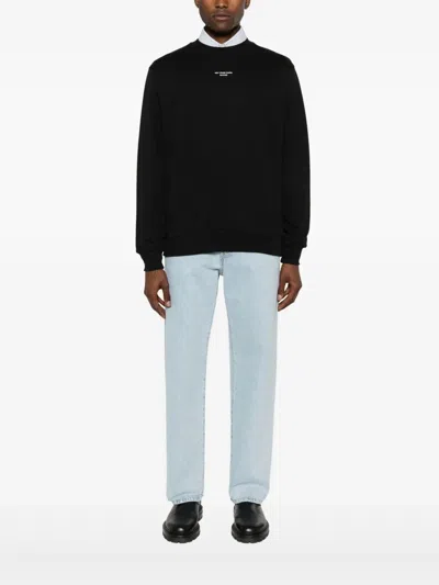 Drôle De Monsieur 'le Slogan Classique' Black Crewneck Sweatshirt With Contrasting Print In Black