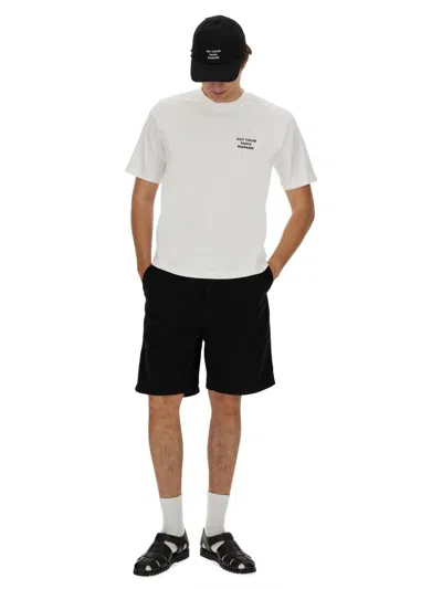 Drôle De Monsieur White Crewneck T-shirt With Slogan Print On The Front And Back In Cotton Man In White