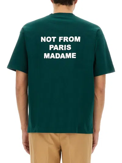 Drôle De Monsieur Le T-shirt Slogan In Green