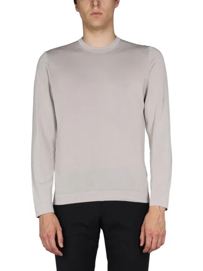 Drumohr Cotton Crew Neck Sweater In Gray