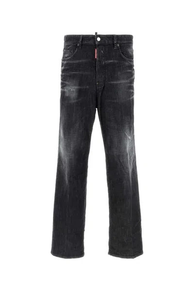 Dsquared2 Dsquared Men Black Stretch Denim Loose Jeans In Black