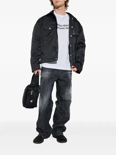 Dsquared2 Dsquared Men Black Stretch Denim Loose Jeans In Black