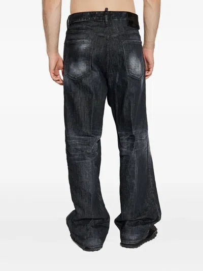 Dsquared2 Dsquared Men Black Stretch Denim Loose Jeans In Black