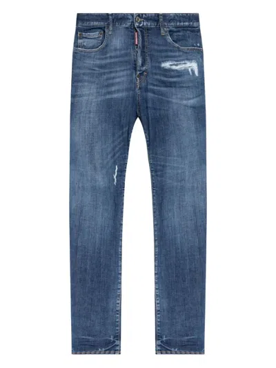 Dsquared2 Stretch Cotton Skater Jeans In Blue