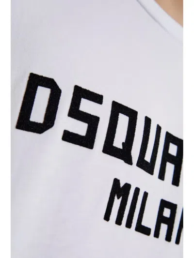 Dsquared2 White Crewneck T-shirt With Logo Lettering On The Front In White