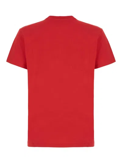Dsquared2 Red Crewneck T-shirt With Logo Lettering On The Front