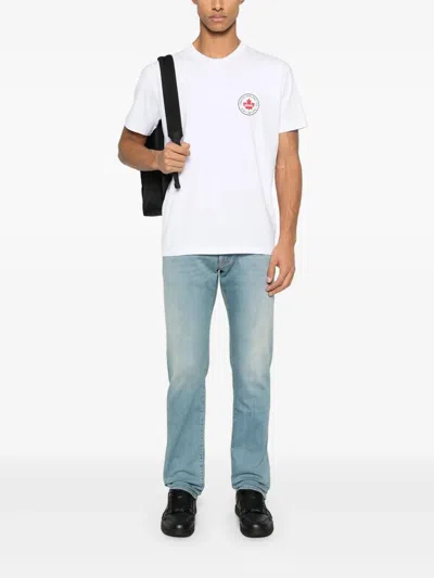 Dsquared2 White T-shirt With Chest Logo Application In Cotton Man In White