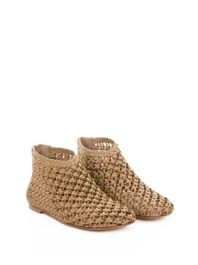 Elena Iachi Perforated Leather Slipper Sandal In Brown