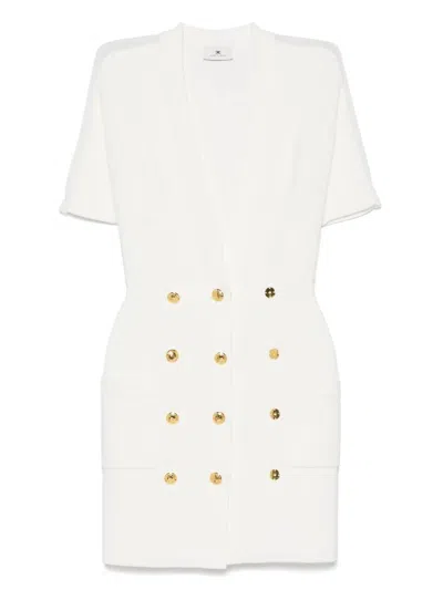 Elisabetta Franchi Knitted Coat Dress In White