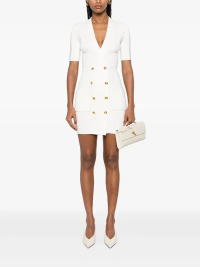 Elisabetta Franchi Knitted Coat Dress In White