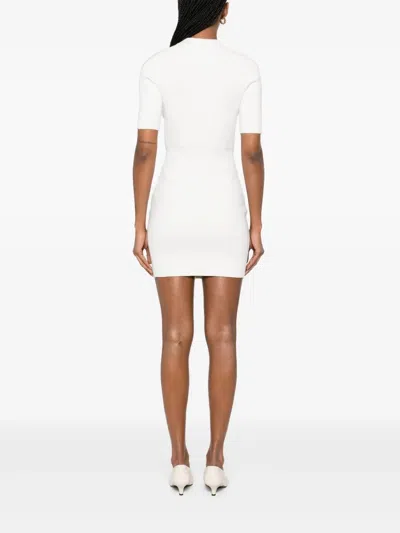 Elisabetta Franchi Knitted Coat Dress In White