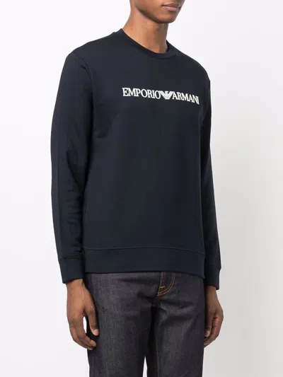 Emporio Armani Modal-blend Sweatshirt With Logo Print In Black