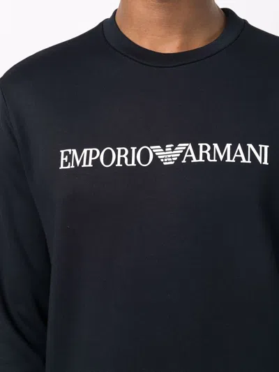 Emporio Armani Modal-blend Sweatshirt With Logo Print In Black