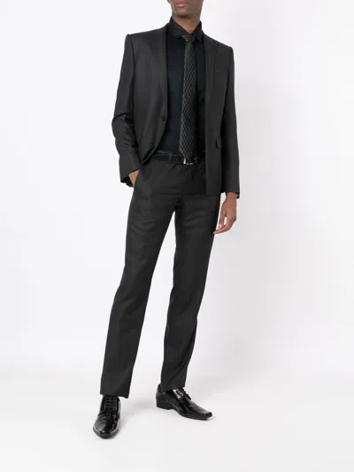 Emporio Armani Cotton Poplin Shirt With Buttoned Cuffs And Curved Hem