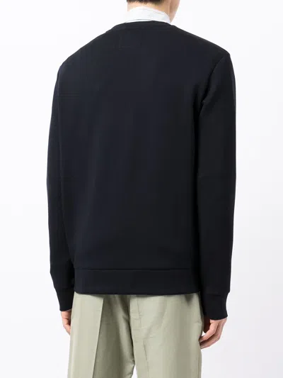 Emporio Armani Double Jersey Fabric Crew Neck Sweatshirt In Blue