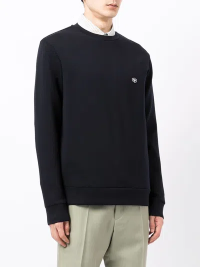 Emporio Armani Double Jersey Fabric Crew Neck Sweatshirt In Blue