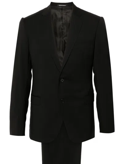 Emporio Armani Virgin Wool Single-breasted Suit In Black
