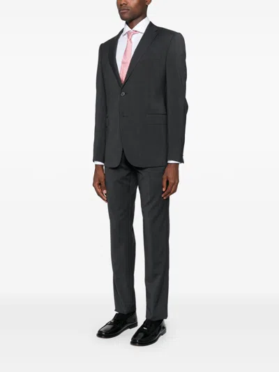 Emporio Armani Single-breasted Wool Suit Notched Lapels In Black