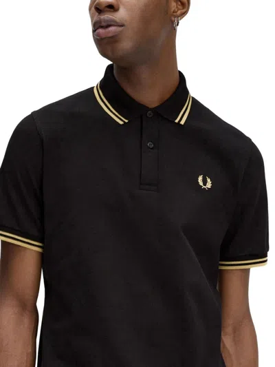 Fred Perry Polo Shirt With Contrast Trim And Collar In Black