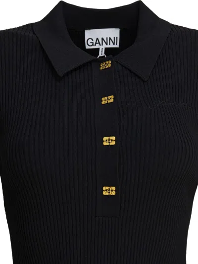 Ganni Flared Dress In Black