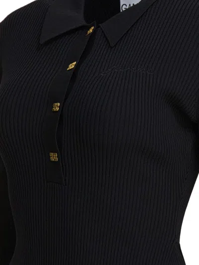 Ganni Flared Dress In Black