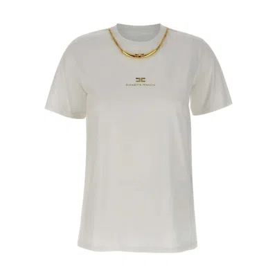 Elisabetta Franchi Logo-embellished Chain-neckline T-shirt In White