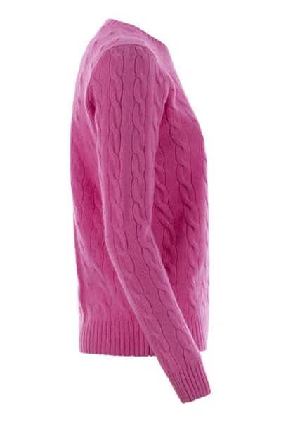 Polo Ralph Lauren Cable-knit Sweater With Blue Logo Embroidery