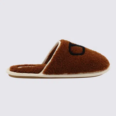 Valentino Ta Chambre Wool Slides In Brown