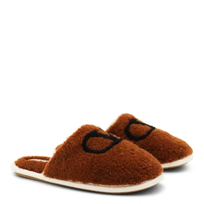 Valentino Ta Chambre Wool Slides In Brown