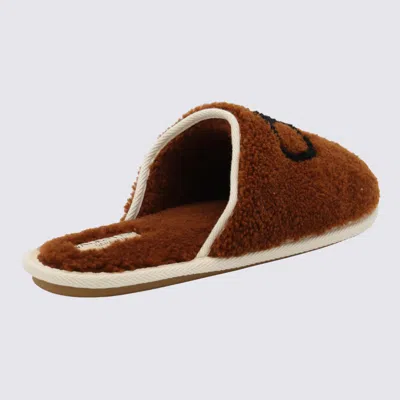 Valentino Ta Chambre Wool Slides In Brown