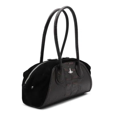 Vivienne Westwood Two-tone Leather And Suede Small Shirley Shoulder Bag In Brown