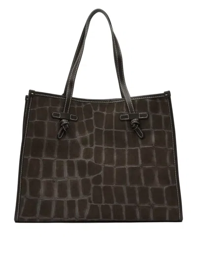 Gianni Chiarini Stitching Crocodile Pattern Dual Handles In Brown