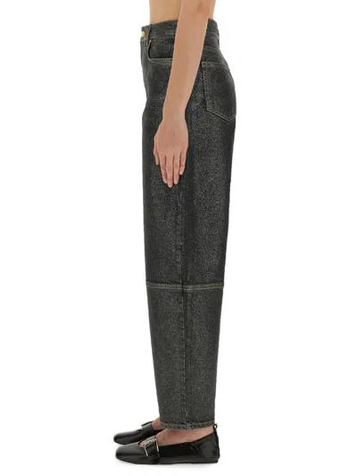 Ganni Black Organic Cotton Jeans In Black
