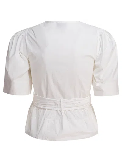 Ganni White Stretch Cotton Blouse In White