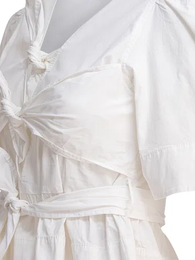 Ganni White Stretch Cotton Blouse In White