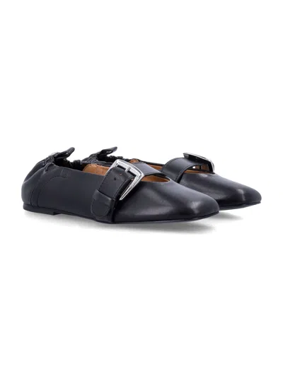 Ganni Buckle Strap Ballerinas