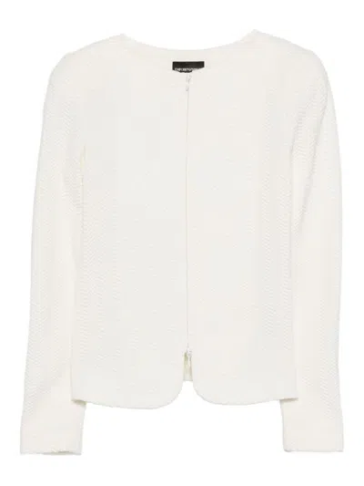 Emporio Armani Herringbone-pattern Zip-up Jacket