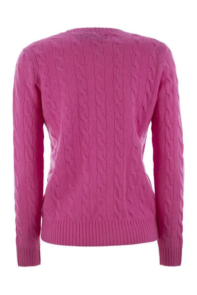 Polo Ralph Lauren Cable-knit Sweater With Blue Logo Embroidery