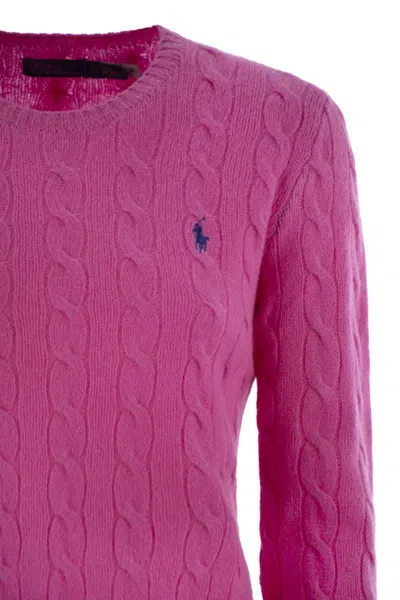 Polo Ralph Lauren Cable-knit Sweater With Blue Logo Embroidery