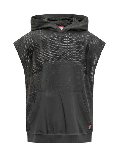 【送料&関税込】Diesel S-boxt-sl-d Sweatshirt Men's Sleeveless hoodie with D logo | Black | Diesel