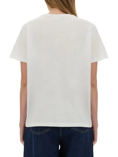Ganni Basic Cotton Jersey Teddy Relaxed T-shirt In White