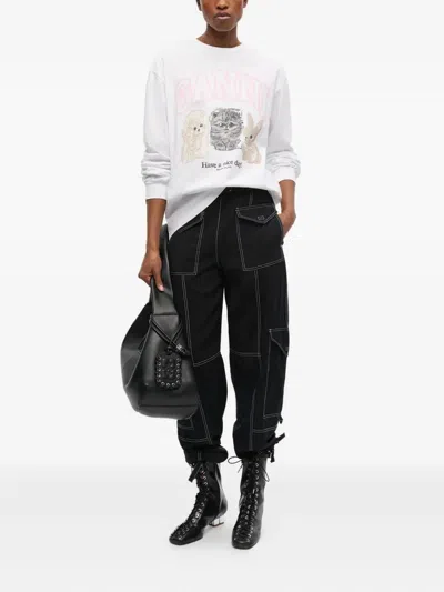 Ganni White Animal Print T-shirt