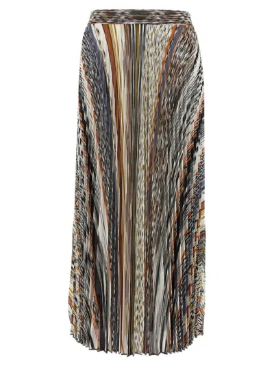 Missoni Pleated Knit Midi Skirt In Multi